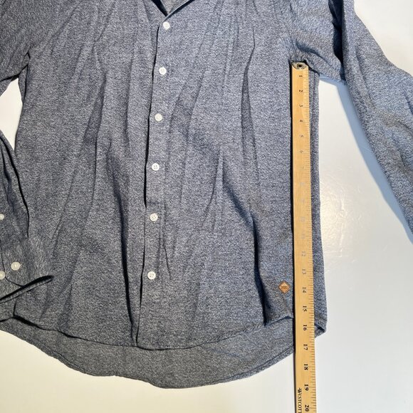 Casual Friday Slim Fit Button Up Top Navy Blue ish and Grey Size Medium - Picture 10 of 12